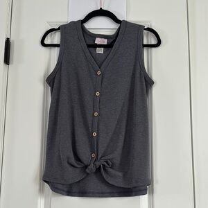 Gray Button-Down Tank Top